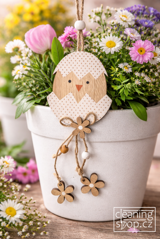 Kuře závěs dřevo 22 cm natural