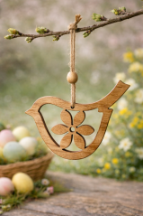 Ptáček závěs dřevo 10 cm mix