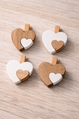 Kolíček srdce 4 ks/4,5 cm natural