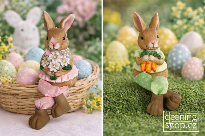 Králík látkové nohy 18 cm - zelený