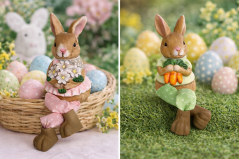 Králík látkové nohy 18 cm - zelený