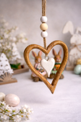 Srdce závěs dřevo 6,7 cm