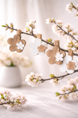 Kolíček kytka 4 ks/4,5 cm natural